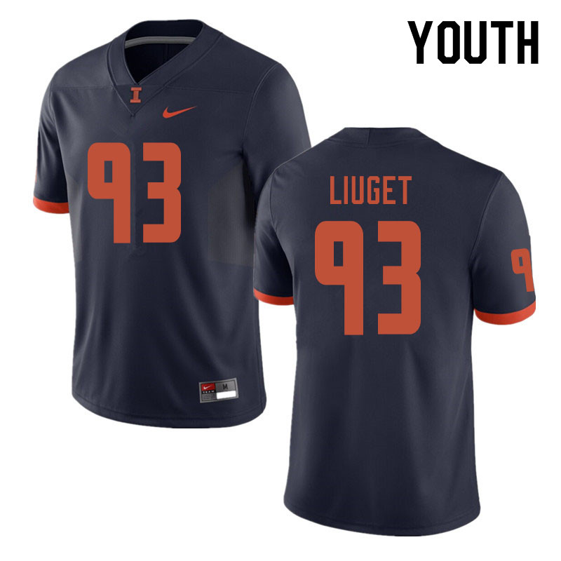 Youth #93 Corey Liuget Illinois Fighting Illini College Football Jerseys Sale-Navy